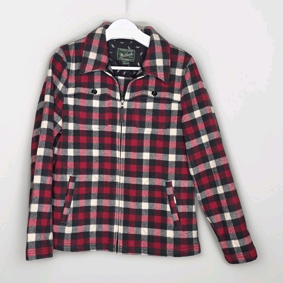 Woolrich Jackets & Blazers - Woolrich Womens Ruby Multi Red Black Plaid Zip Pockets Wool Blend Jacket Large